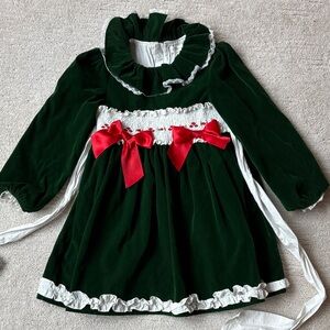 Girls vintage Pettigirl green velvet Christmas holiday dress size 8